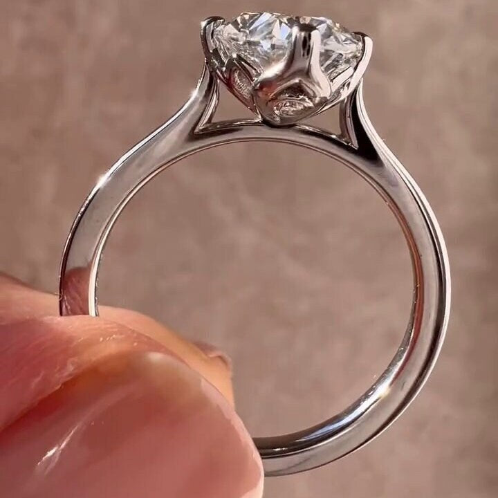 2.50ct Oval Lab Grown Diamond Cathedral Engagement Ring | IGI Certified | White Gold