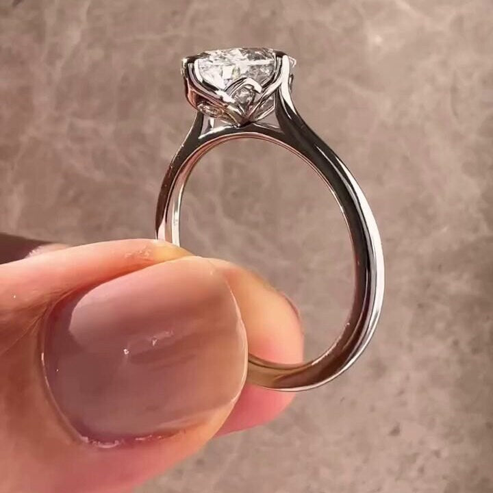 2.50ct Oval Lab Grown Diamond Cathedral Engagement Ring | IGI Certified | White Gold