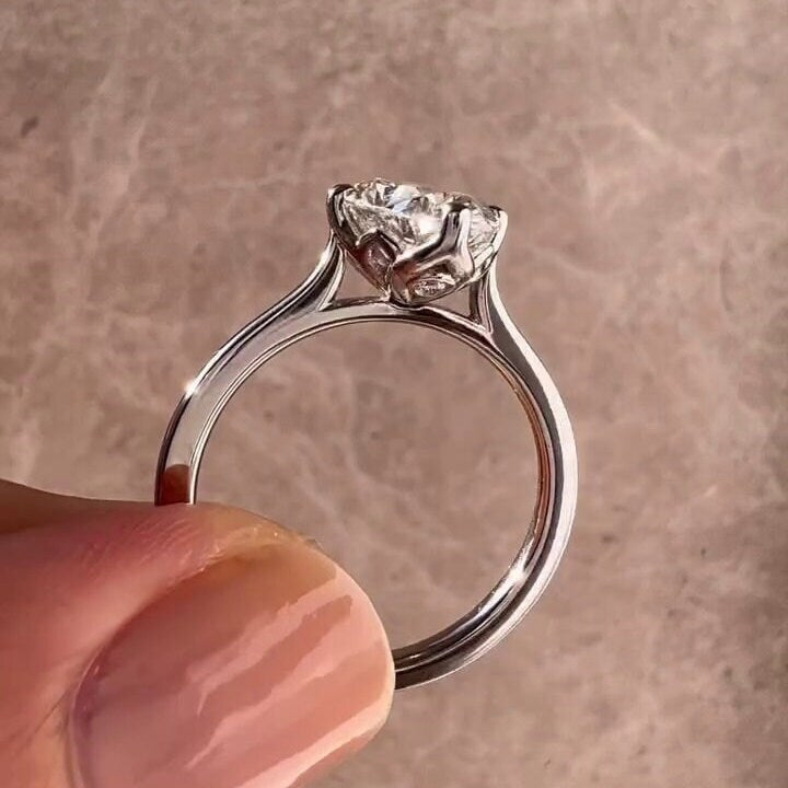 2.50ct Oval Lab Grown Diamond Cathedral Engagement Ring | IGI Certified | White Gold