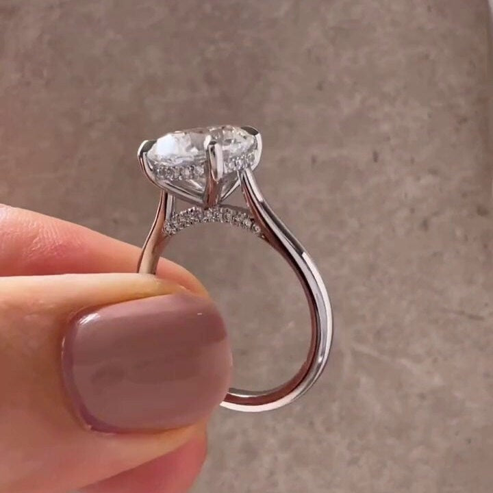 3.20ctw Round Lab Grown Diamond Hidden Halo Engagement Ring | IGI Certified | Custom Gold & Platinum