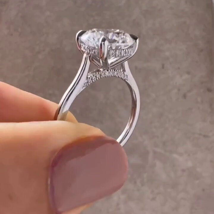 3.20ctw Round Lab Grown Diamond Hidden Halo Engagement Ring | IGI Certified | Custom Gold & Platinum