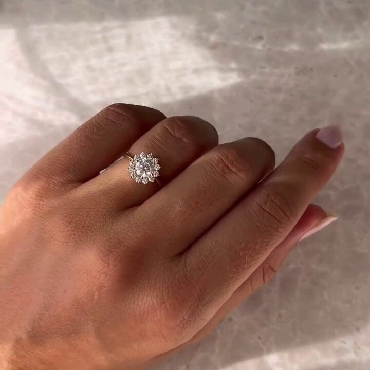 Round 1.00tcw Lab Diamond Cathedral Halo Engagement Ring | 0.70ct Center | IGI Certified