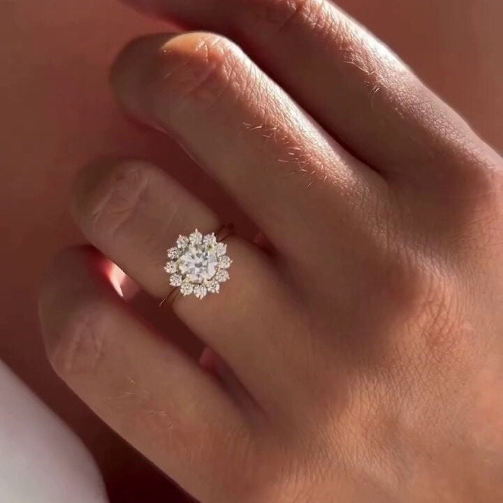 Round 1.00tcw Lab Diamond Cathedral Halo Engagement Ring | 0.70ct Center | IGI Certified