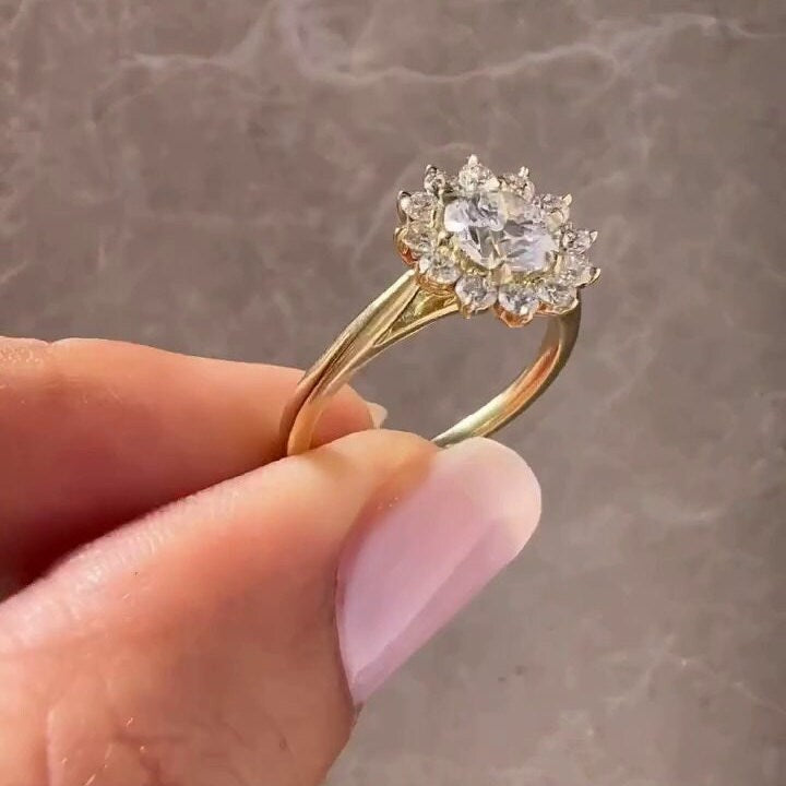 Round 1.00tcw Lab Diamond Cathedral Halo Engagement Ring | 0.70ct Center | IGI Certified