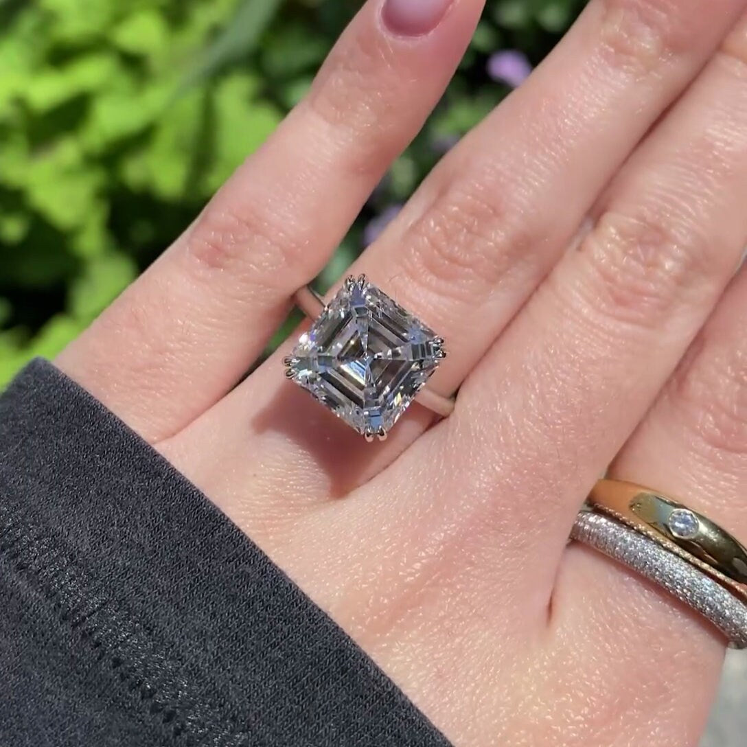 Asscher 3.00ct Lab Diamond Cathedral Solitaire Ring | IGI Certified | D-E-F | VVS–VS