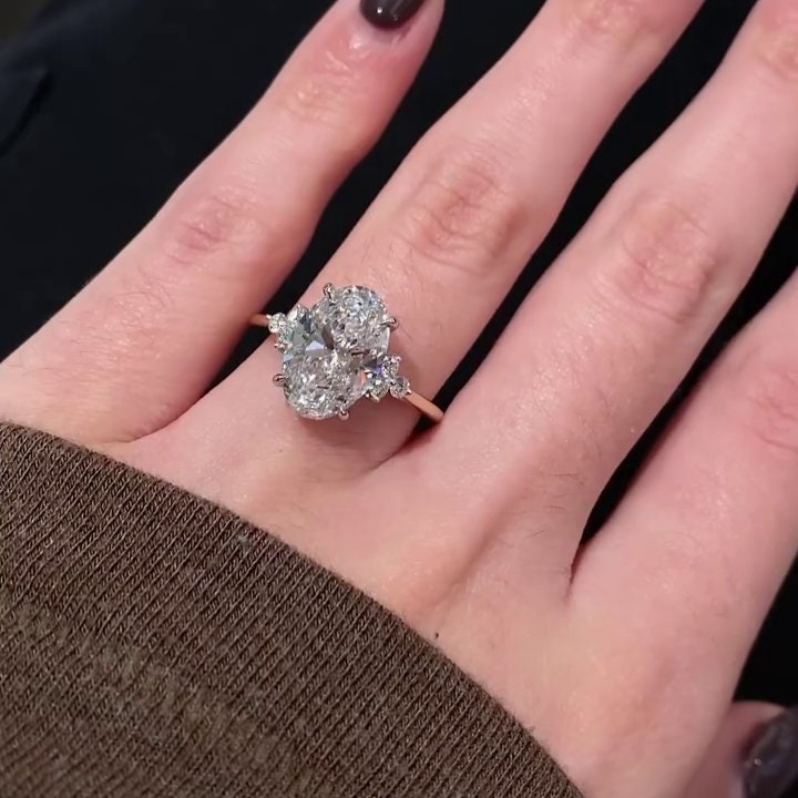 Oval 4.00ct Lab-Grown Diamond Three Stone Ring | White Gold | Ethical & Timeless