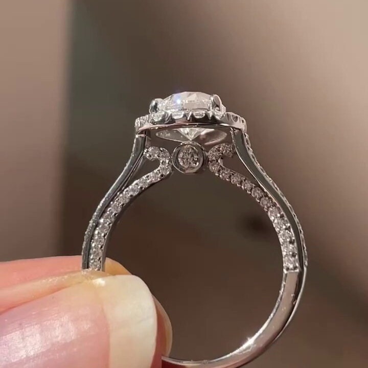 3.50tcw Pear Lab Grown Diamond Halo Pave Engagement Ring | IGI Certified | DEF Color | VVS–VS Clarity