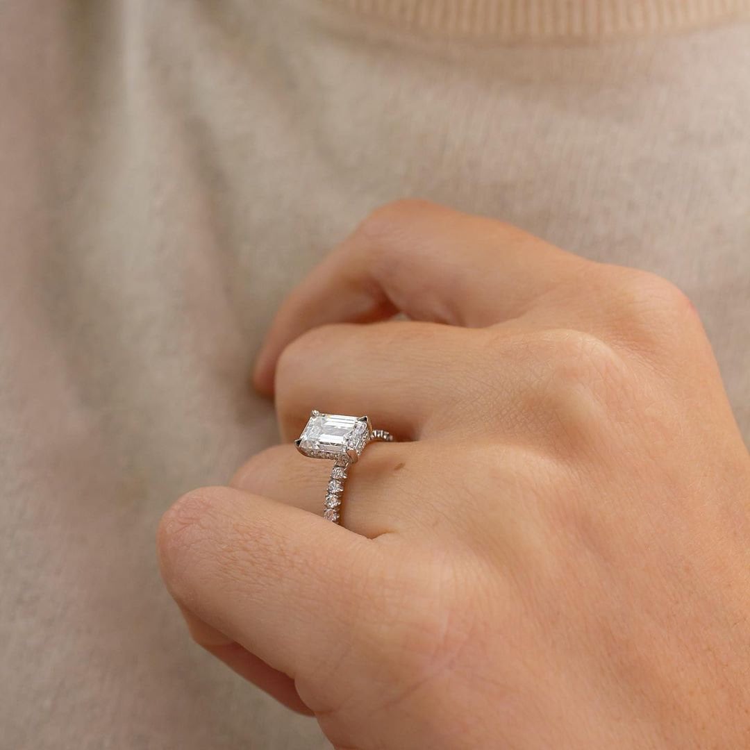 2.20tcw Emerald Lab Diamond Hidden Halo Pavé Ring | IGI Certified | White Gold