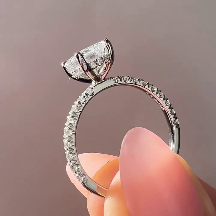 2.20tcw Emerald Lab Diamond Hidden Halo Pavé Ring | IGI Certified | White Gold