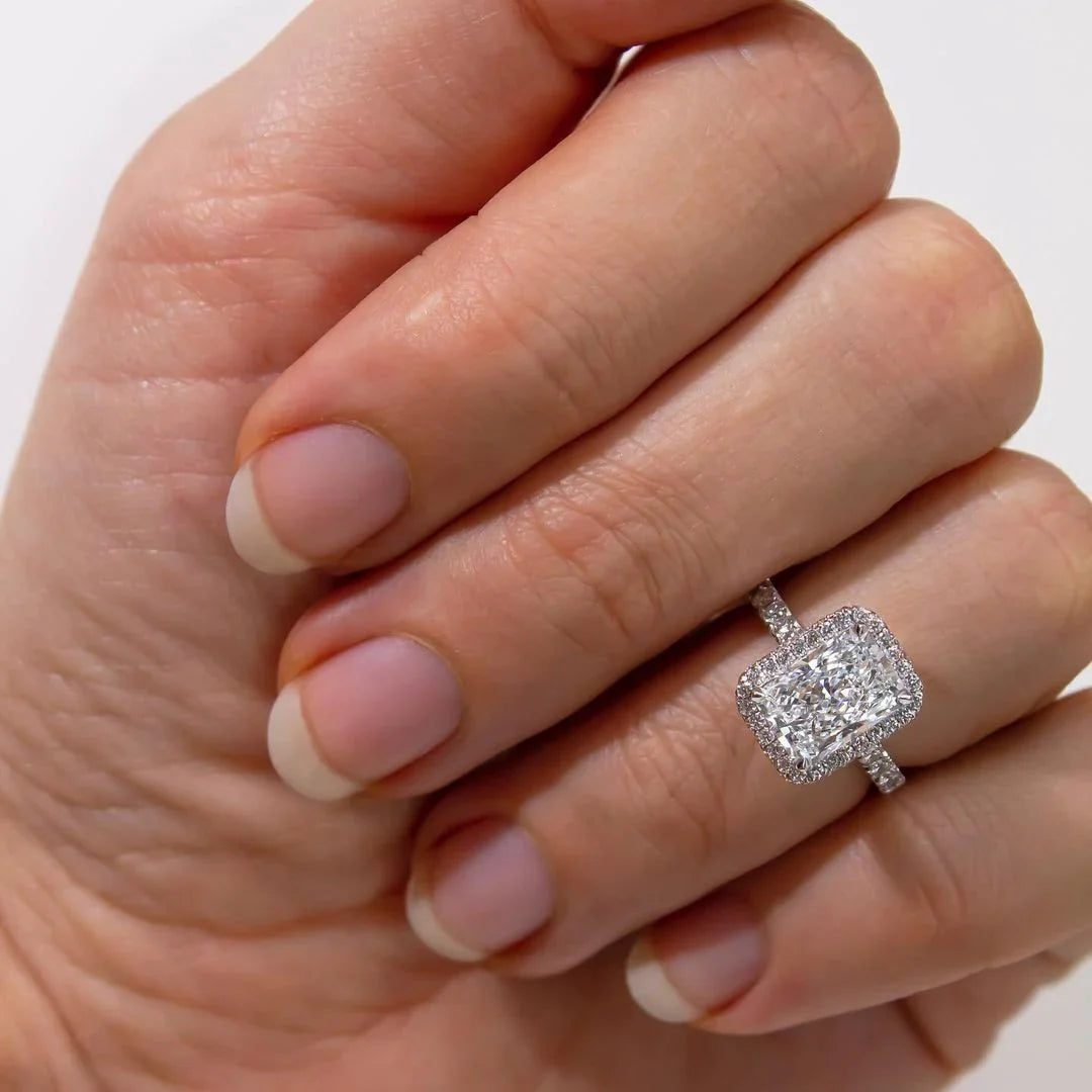 Radiant 2.70tcw Lab Diamond Halo Cathedral Ring | IGI Certified | DEF VVS–VS | Custom Gold