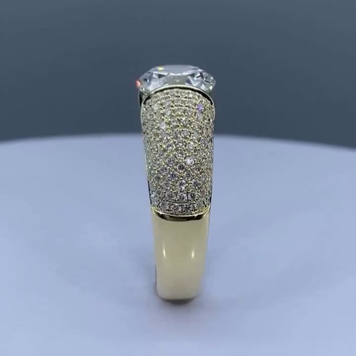 3.00ct Men’s Lab Grown Diamond Tension Pavé Ring | IGI Certified | Yellow Gold | VVS–VS Clarity