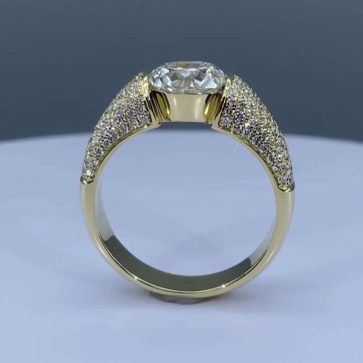 3.00ct Men’s Lab Grown Diamond Tension Pavé Ring | IGI Certified | Yellow Gold | VVS–VS Clarity