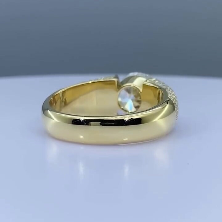 3.00ct Men’s Lab Grown Diamond Tension Pavé Ring | IGI Certified | Yellow Gold | VVS–VS Clarity