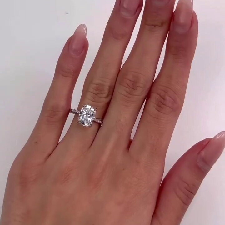 3.30tcw Cushion Lab Diamond Twisted Band Engagement Ring | D-E-F VVS–VS | IGI Certified