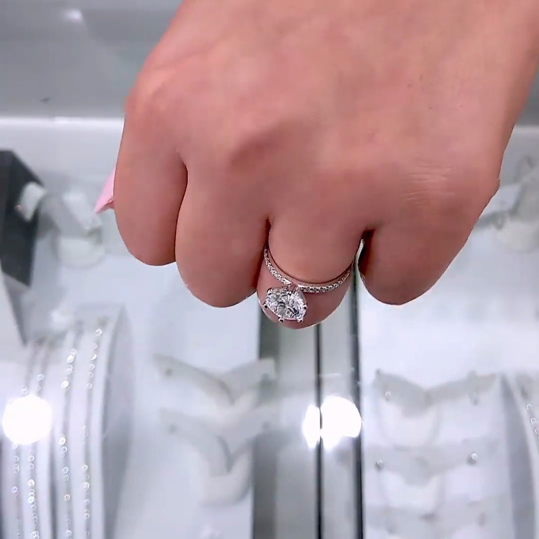 1.50tcw Round Lab Diamond Pave Engagement Ring | IGI Certified | White Gold | Solitaire with Accents