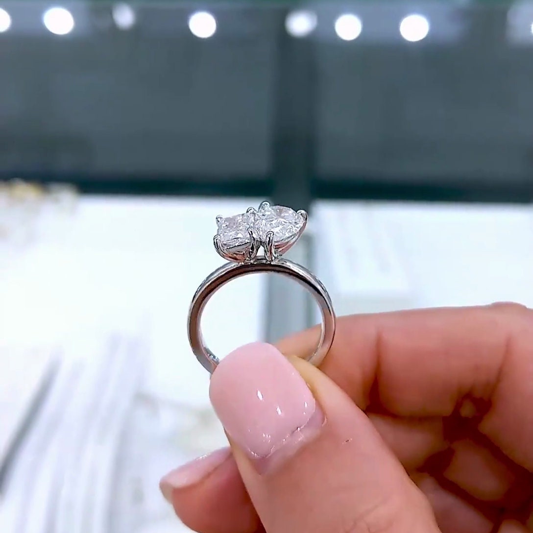 Pear & Radiant 3.50tcw Lab Diamond Toi Et Moi Ring | IGI Certified | Custom Gold Engagement Ring