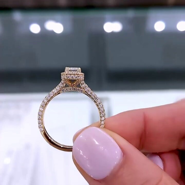 1.80tcw Emerald Lab Grown Diamond Engagement Ring | Cathedral Halo Pavé | IGI Certified | Ethical Luxury