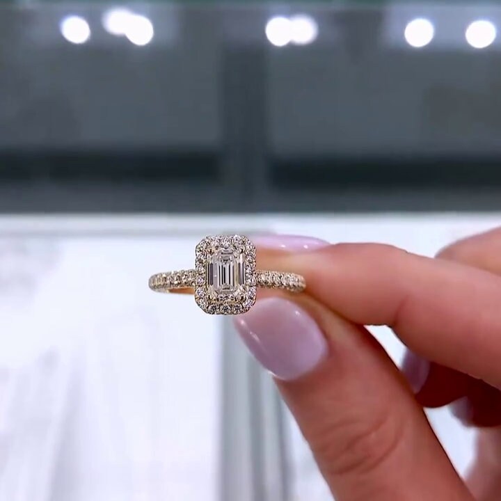 1.80tcw Emerald Lab Grown Diamond Engagement Ring | Cathedral Halo Pavé | IGI Certified | Ethical Luxury