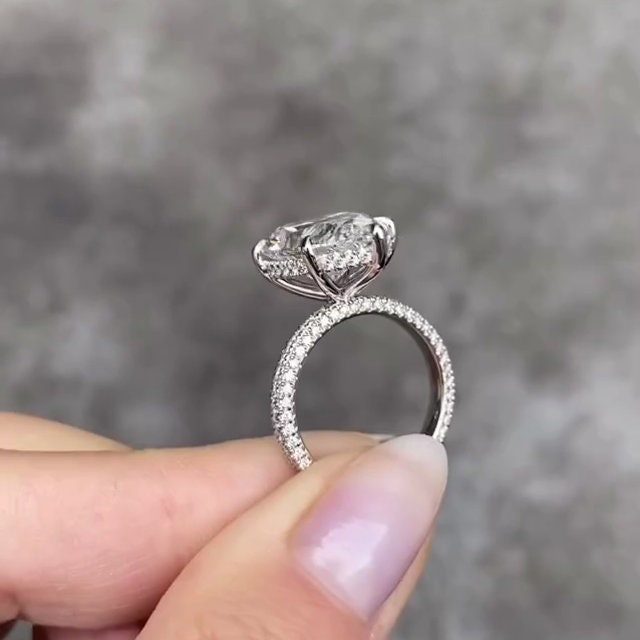 Pear 9.70tcw Lab Diamond Hidden Halo Engagement Ring | IGI Certified D-E-F VVS–VS