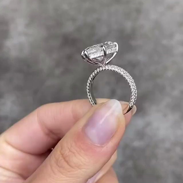 Pear 9.70tcw Lab Diamond Hidden Halo Engagement Ring | IGI Certified D-E-F VVS–VS