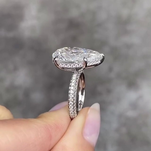 Pear 9.70tcw Lab Diamond Hidden Halo Engagement Ring | IGI Certified D-E-F VVS–VS