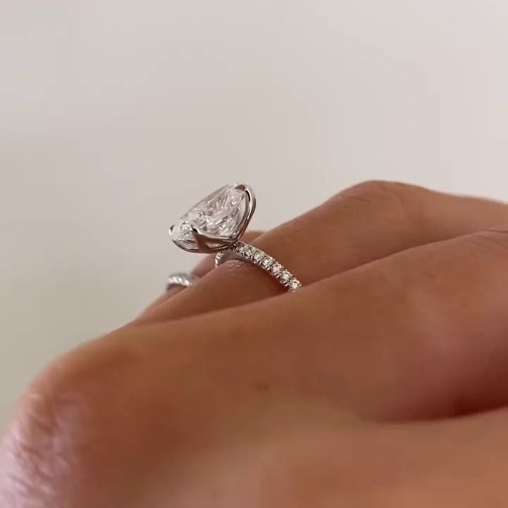 3.40tcw Oval Lab Grown Diamond Engagement Ring | Marquise & Round Side Stones | IGI Certified