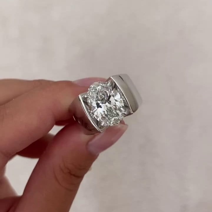 Men’s 5.00ct Oval Lab Grown Diamond Engagement Ring | Channel Set | IGI Certified