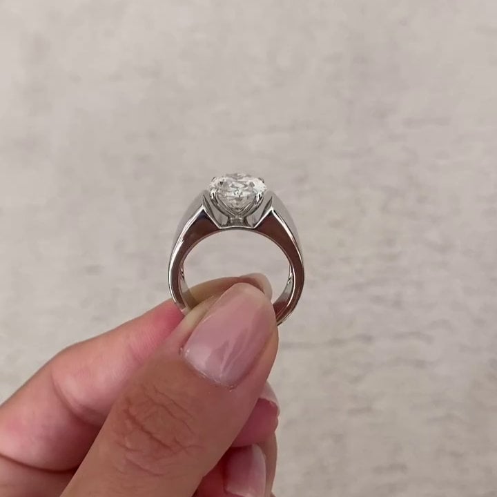 Men’s 5.00ct Oval Lab Grown Diamond Engagement Ring | Channel Set | IGI Certified