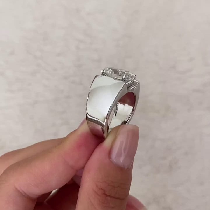 Men’s 5.00ct Oval Lab Grown Diamond Engagement Ring | Channel Set | IGI Certified