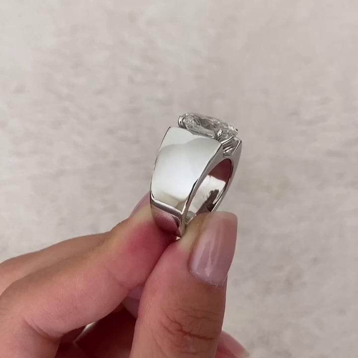 Men’s 5.00ct Oval Lab Grown Diamond Engagement Ring | Channel Set | IGI Certified