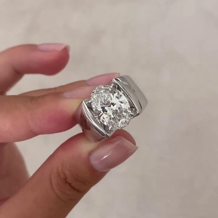 Men’s 5.00ct Oval Lab Grown Diamond Engagement Ring | Channel Set | IGI Certified