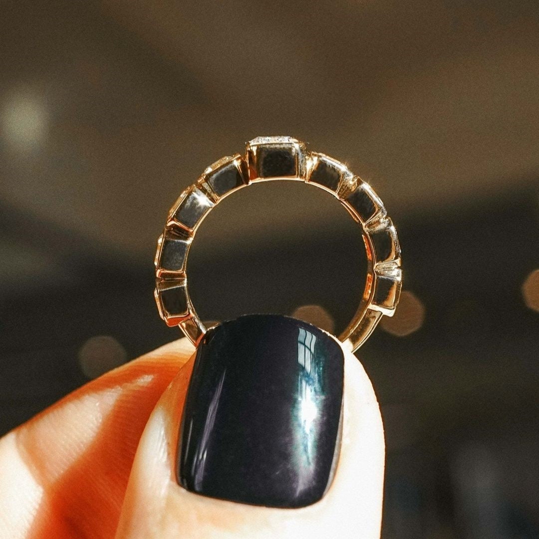 3.00tcw Emerald Lab Grown Diamond Engagement Ring | Bezel Set with Asscher Side Stones | IGI Certified