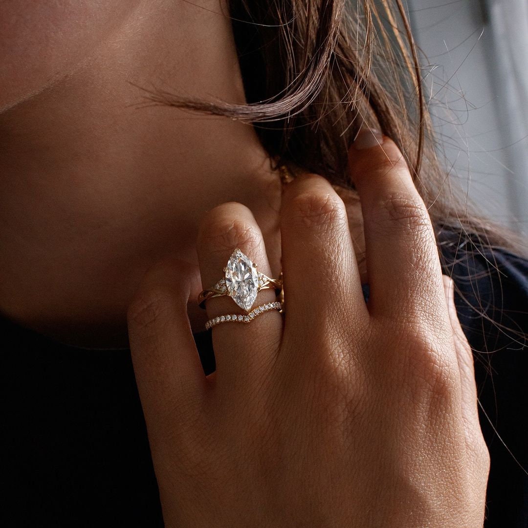 3.60tcw Marquise Lab Diamond Engagement Ring | Criss-Cross Band | IGI Certified