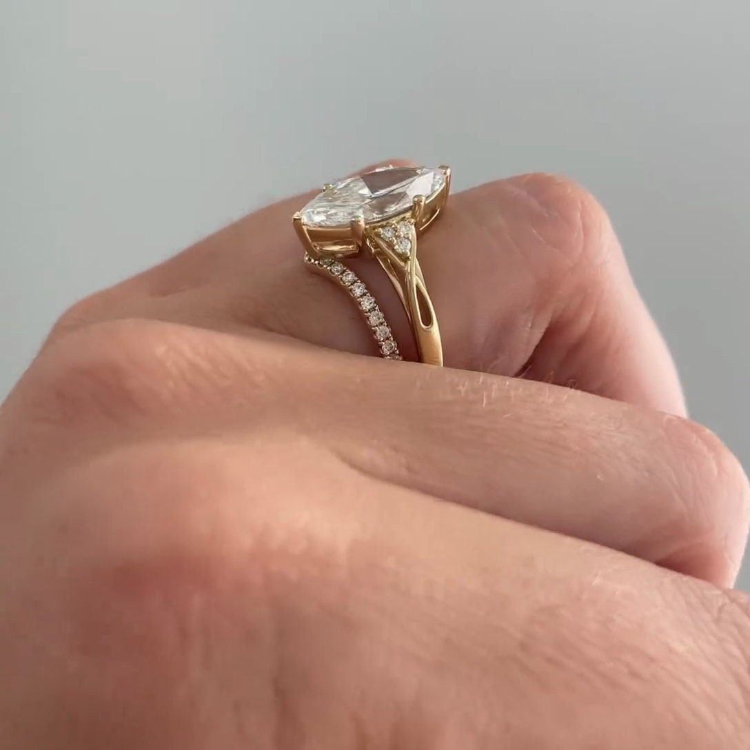 3.60tcw Marquise Lab Diamond Engagement Ring | Criss-Cross Band | IGI Certified