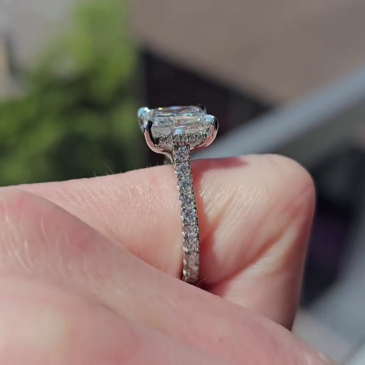 Princess Cut 4.60tcw Lab Grown Diamond Ring | Cathedral Halo Design | DEF Color | VVS–VS Clarity