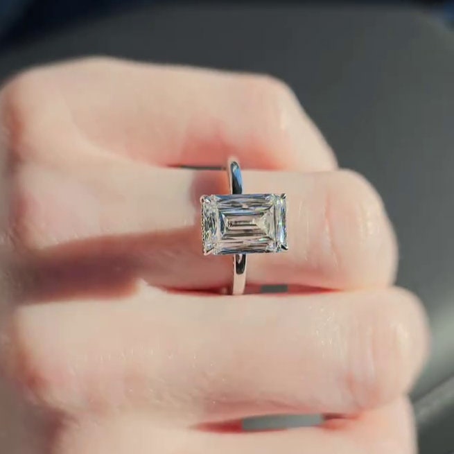 Radiant Cut 4.50tcw Lab Diamond Ring | Rose Gold | IGI Certified | Hidden Halo Design