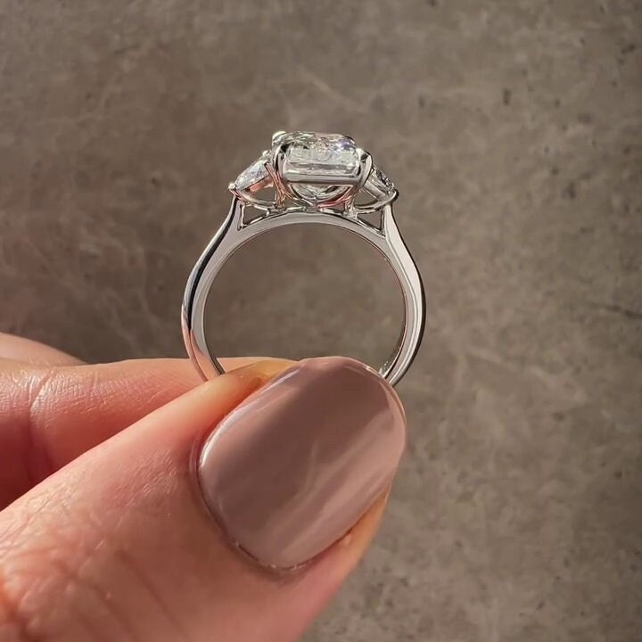 3.00tcw Radiant Lab Diamond Three-Stone Ring | IGI Certified | White Gold | D-E-F VVS–VS