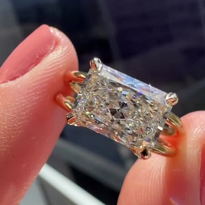 Radiant 2.70tcw Lab Diamond East-West Engagement Ring | IGI Certified | Rose Gold