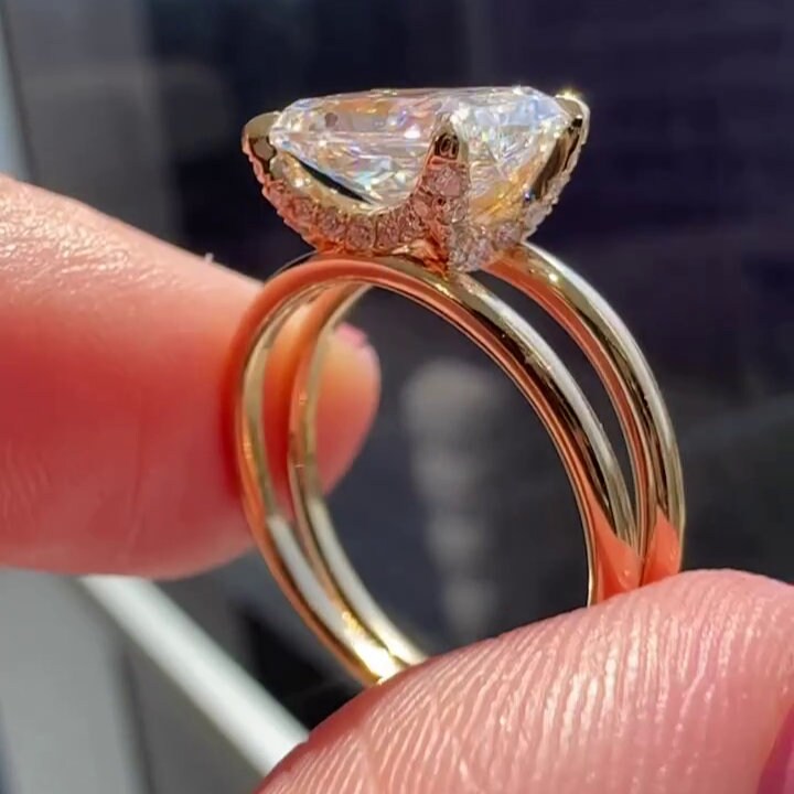 Radiant 2.70tcw Lab Diamond East-West Engagement Ring | IGI Certified | Rose Gold