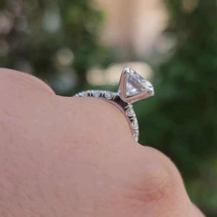 2.50tcw Round Lab Grown Diamond Engagement Ring | 2.00ct Center | Pave Band | IGI Certified