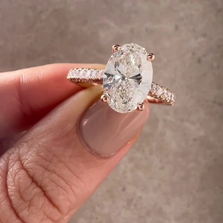 2.00tcw Oval Lab Diamond Cathedral Pave Ring | 1.50ct Center | IGI Certified | D-E-F VVS–VS