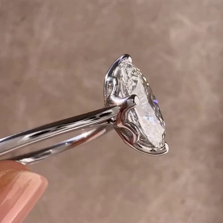 2.50ct Oval Lab Grown Diamond Cathedral Engagement Ring | IGI Certified | White Gold