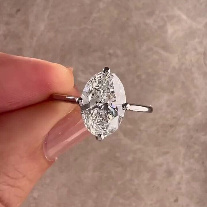 2.50ct Oval Lab Grown Diamond Cathedral Engagement Ring | IGI Certified | White Gold