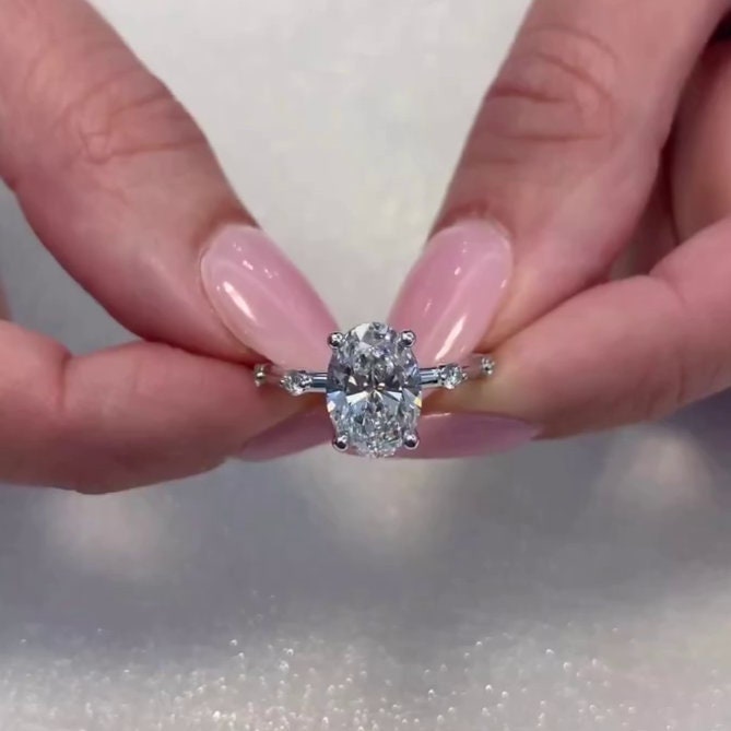 2.50ct Oval Lab Grown Diamond Engagement Ring | Pavé Setting | IGI Certified | White or Rose Gold