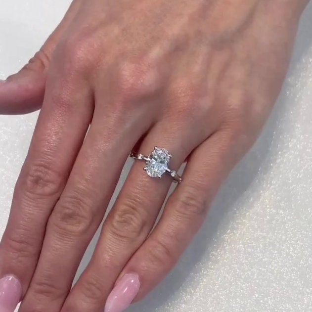 2.50ct Oval Lab Grown Diamond Engagement Ring | Pavé Setting | IGI Certified | White or Rose Gold