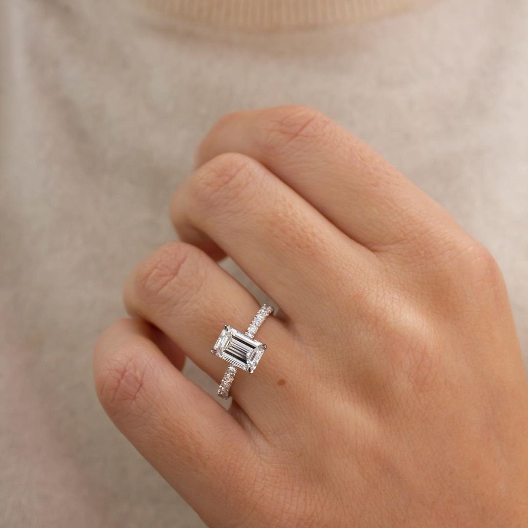 2.20tcw Emerald Lab Diamond Hidden Halo Pavé Ring | IGI Certified | White Gold