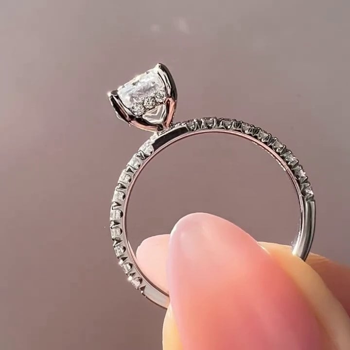 2.20tcw Emerald Lab Diamond Hidden Halo Pavé Ring | IGI Certified | White Gold