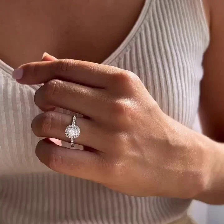 1.50ct Cushion Lab Grown Diamond Halo Engagement Ring | Cathedral Setting | IGI Certified
