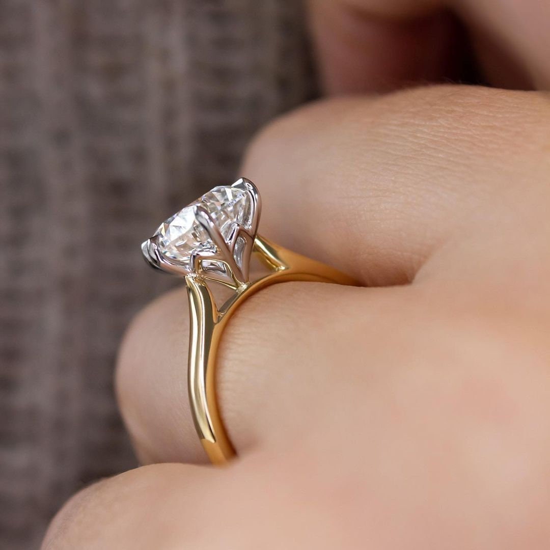 2.00ct Two-Tone Cathedral Lab Grown Diamond Engagement Ring | IGI Certified | 6-Prong Setting