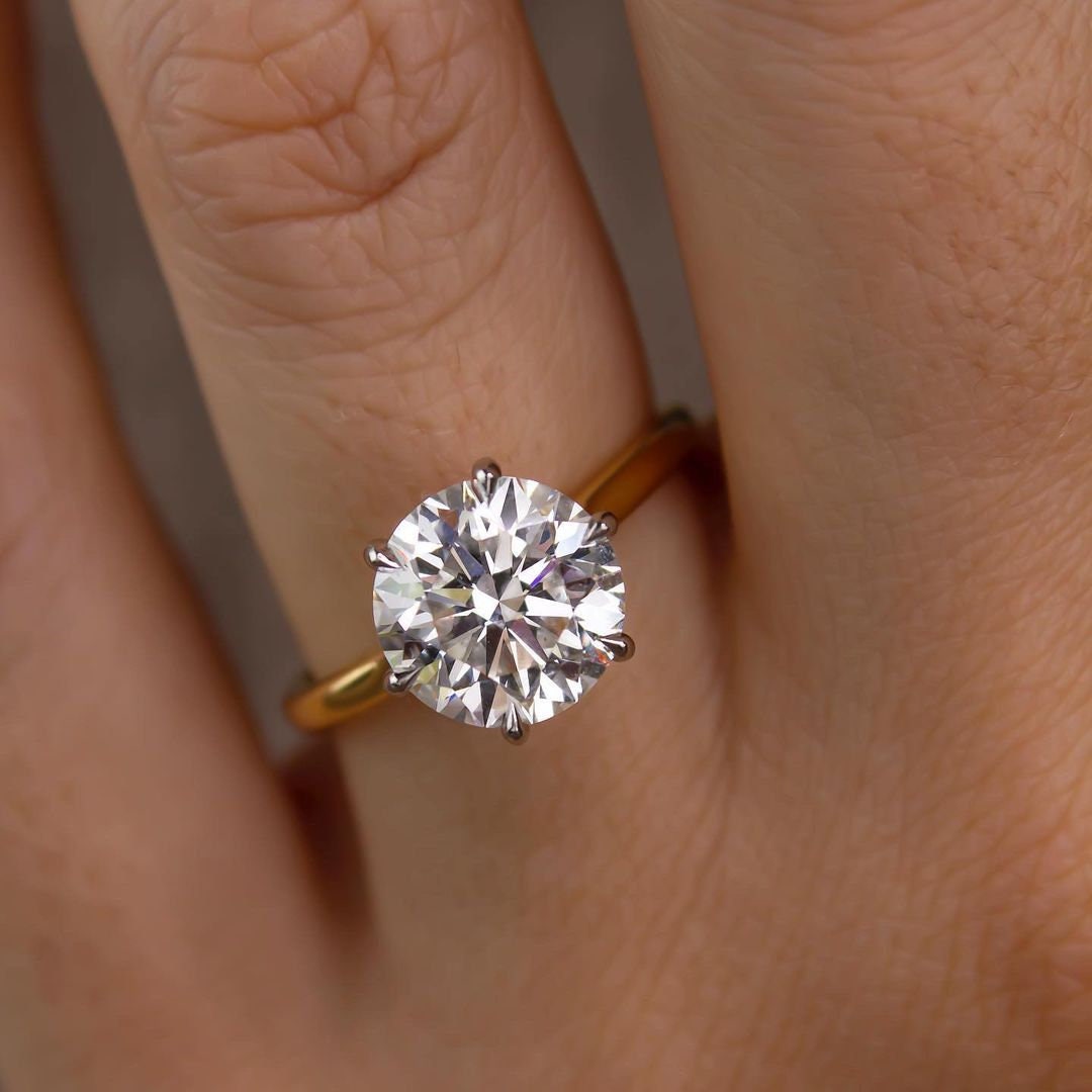 2.00ct Two-Tone Cathedral Lab Grown Diamond Engagement Ring | IGI Certified | 6-Prong Setting